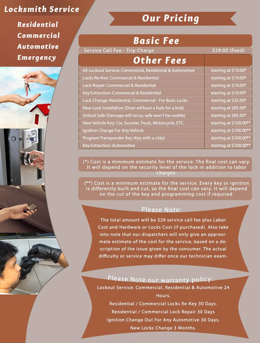 Emerald Lock & Key Shop Seattle, WA 206-408-8177 - price-list